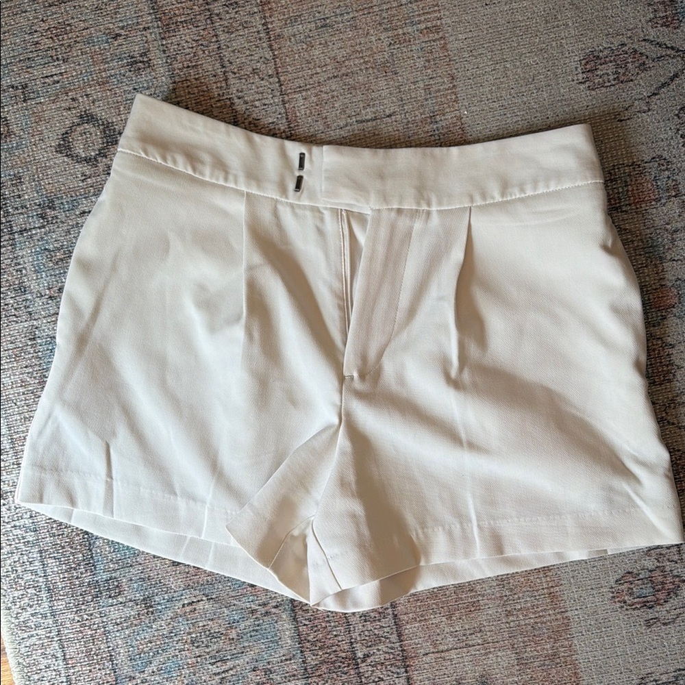 A New Day Women's High-Waist Cream Tailored Shorts with stretch